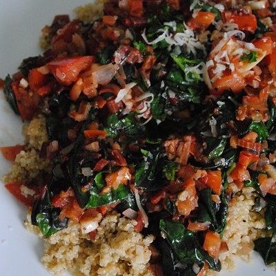 Quinoa with Swiss Chard, Garlic & Tomatoes